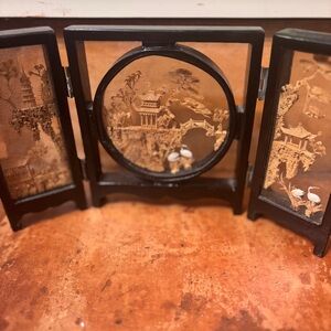 3 pane vintage Cork Art Diorama
